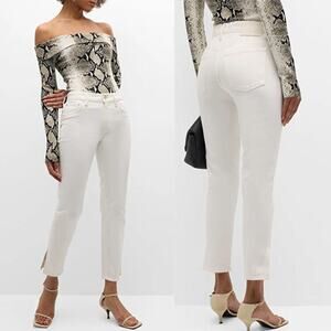 NWT Moussy Vintage Pisgah Skinny Split-Hem Mid-Rise Cropped Jeans White Size: 29